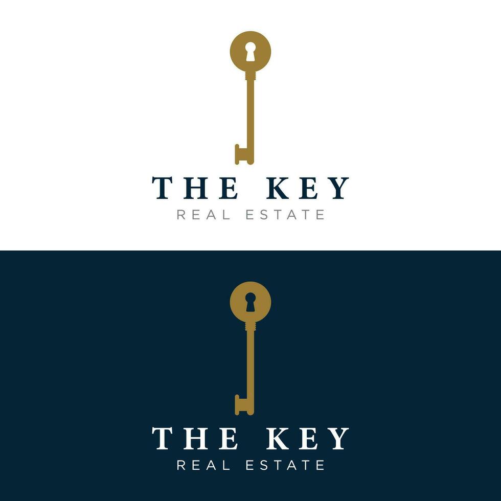 Retro luxury home or hotel or real estate key template logo with creative idea. vector