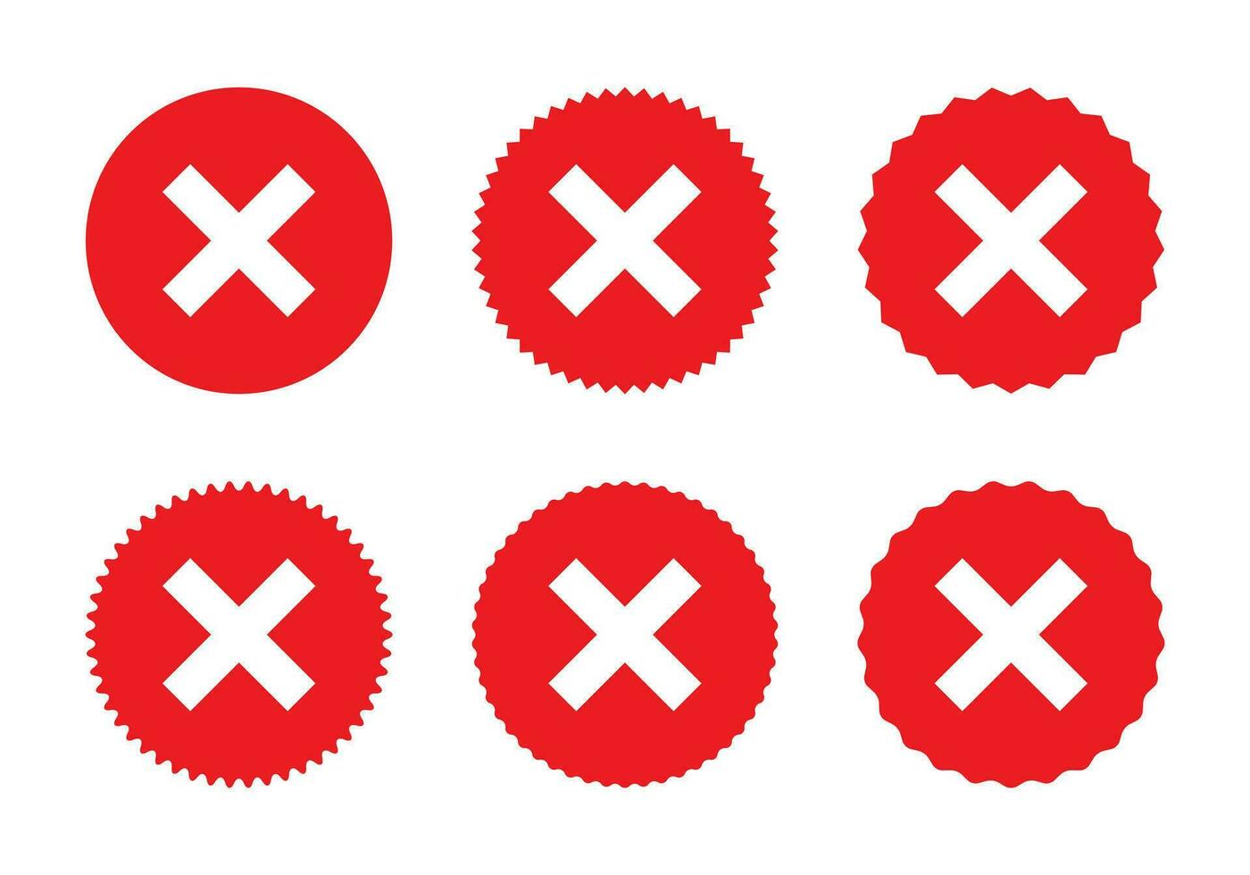 X cross icon vector set collection in flat style. Reject, decline, fail sign symbol