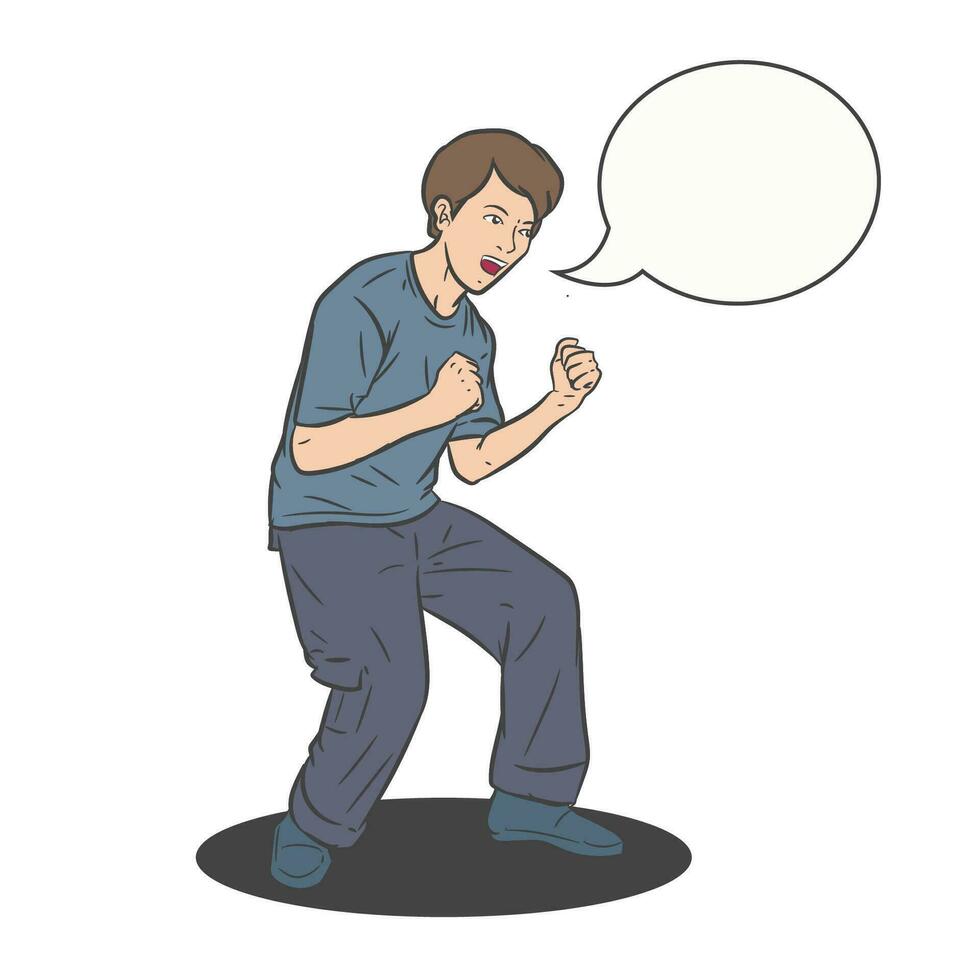 Young male pose for support and encouragement vector