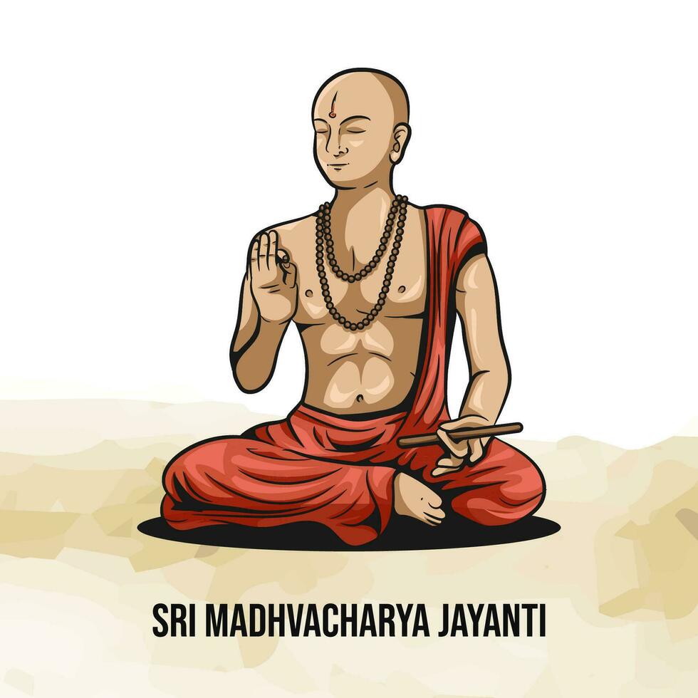 sri madhvacharya Jayanti es celebrado en dashami tithi de ashwin shukla paksha vector