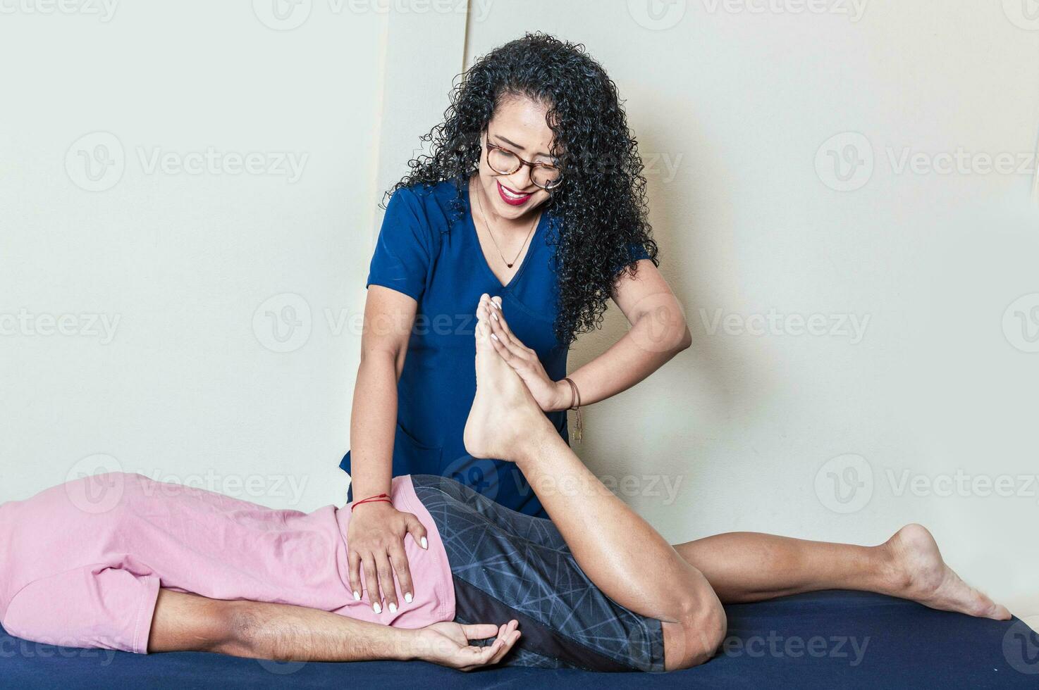 Physiotherapy rehabilitation concept, Physiotherapist with patient, Lumbar Physiotherapy. photo