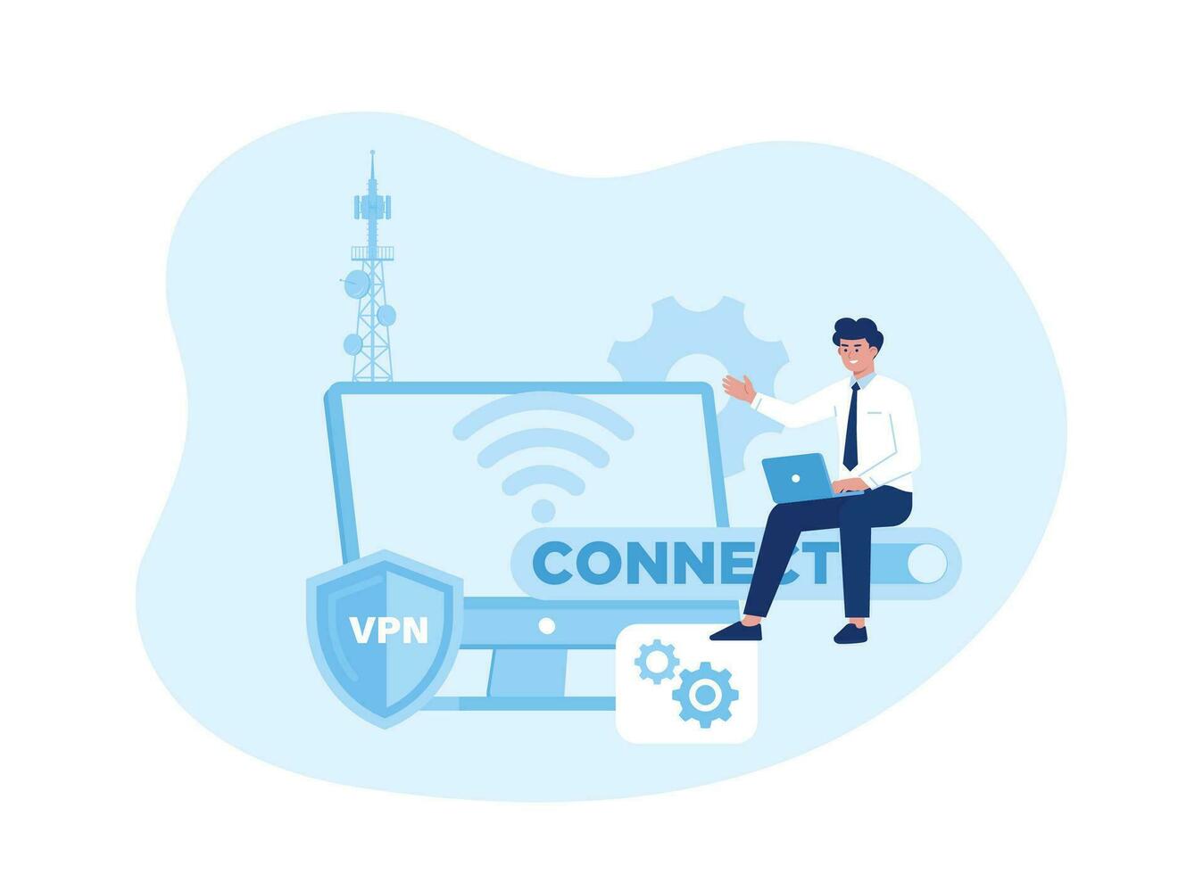 People using vpn technology system to protect concept concept flat illustration vector