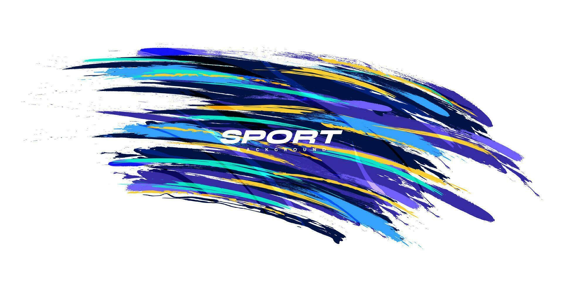 Sport Grunge Banner with Colorful Brushstroke Illustration and Halftone Effect. Scratch and Texture Elements For Design vector