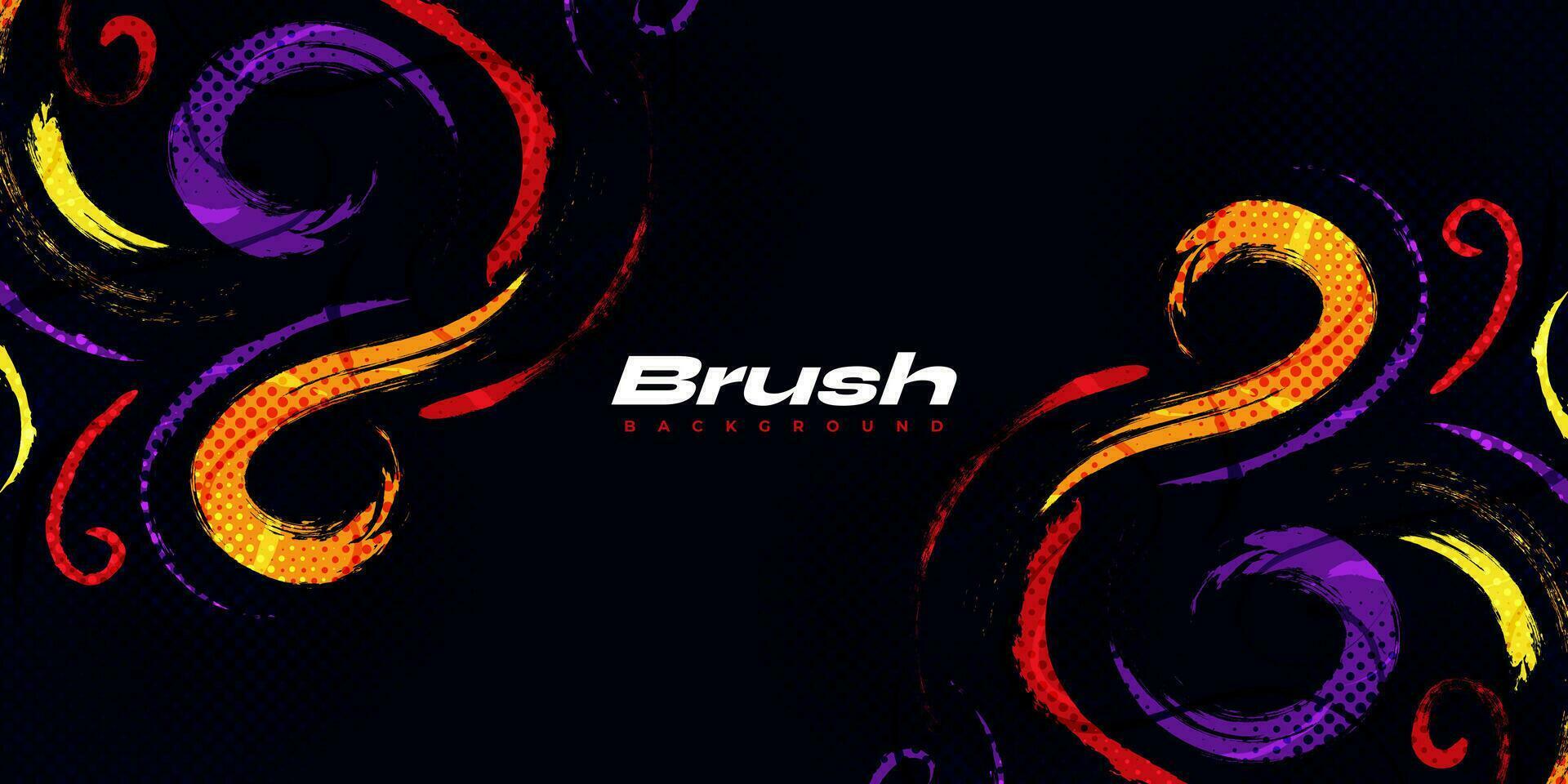 Abstract and Colorful Grunge Brush Background with Halftone Effect. Brush Stroke Illustration for Banner, Poster, or Sports Background. Scratch and Texture Elements For Design vector