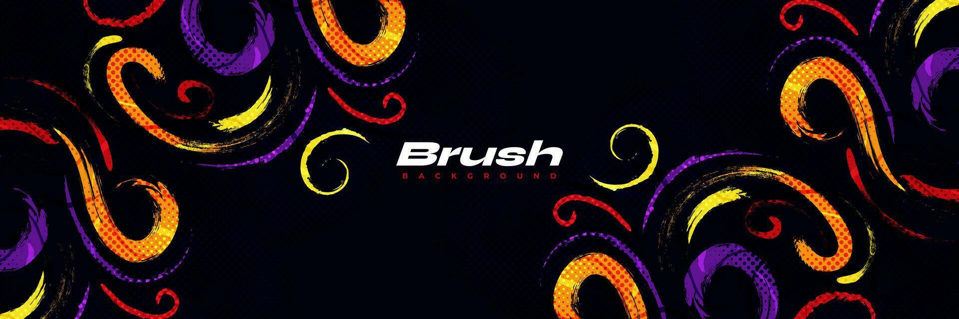 Abstract and Colorful Grunge Brush Background with Halftone Effect. Brush Stroke Illustration for Banner, Poster, or Sports Background. Scratch and Texture Elements For Design vector