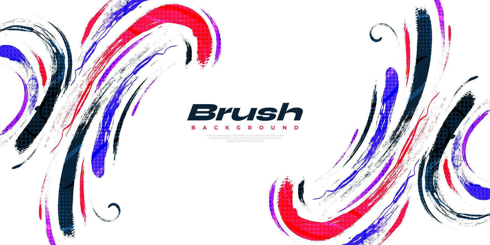 Abstract and Colorful Brush Background with Halftone Effect. Sport Banner. Brush Stroke Illustration. Scratch and Texture Elements For Design vector