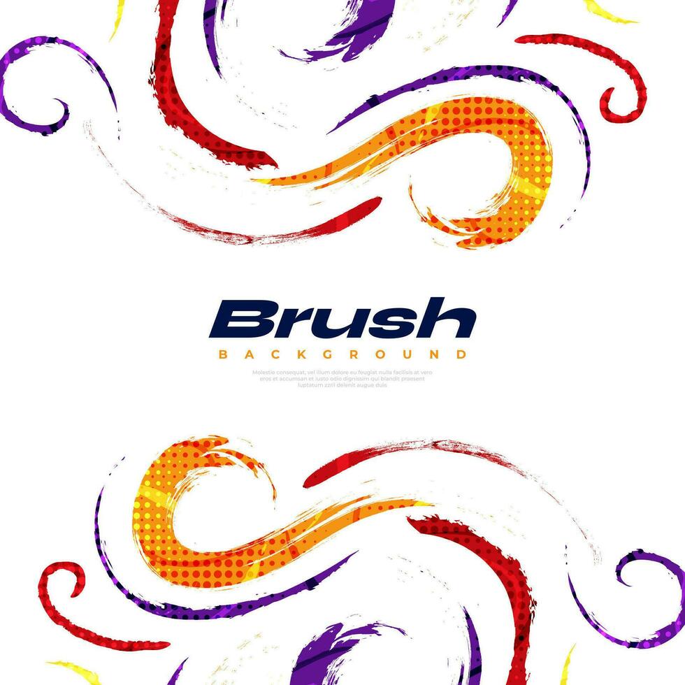 Abstract and Colorful Grunge Brush Background with Halftone Effect. Brush Stroke Illustration for Banner, Poster, or Sports Background. Scratch and Texture Elements For Design vector