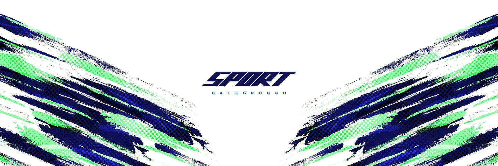 Blue and Green Brush Background with Halftone Effect Isolated on White Background. Sport Background with Grunge Style. Scratch and Texture Elements For Design vector