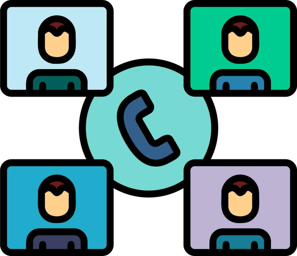 Group Phone Call Vector Icon