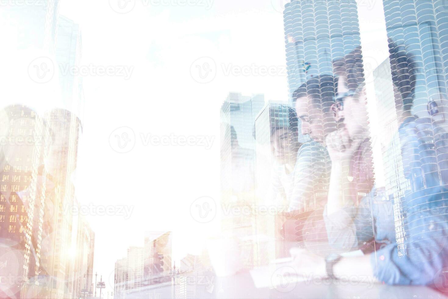 Group of young people meeting in startup office photo