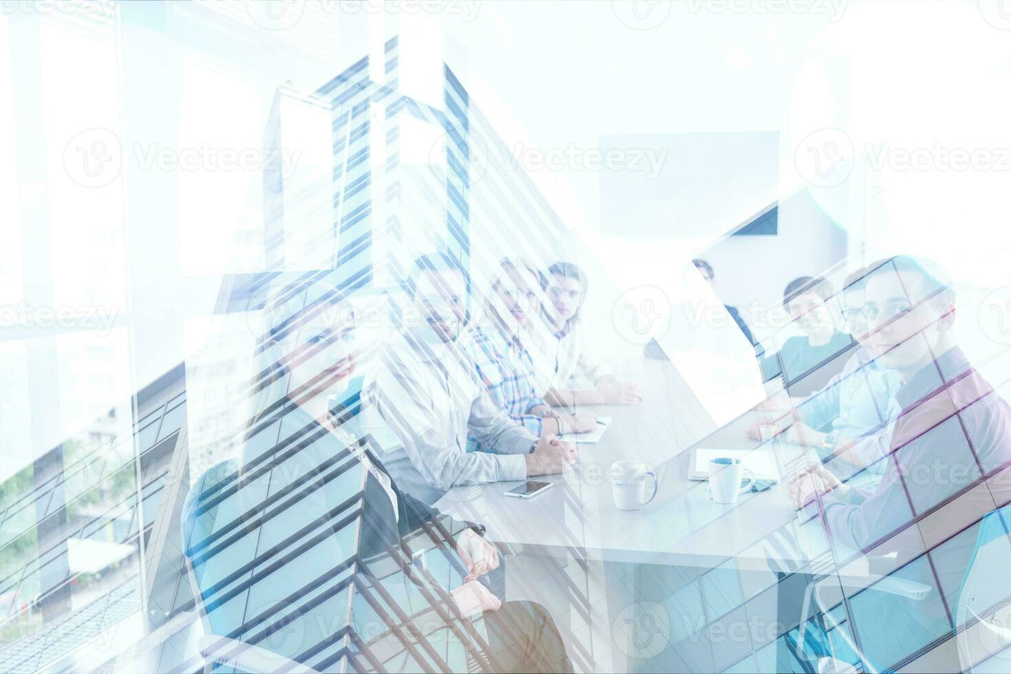 Group of young people meeting in startup office photo