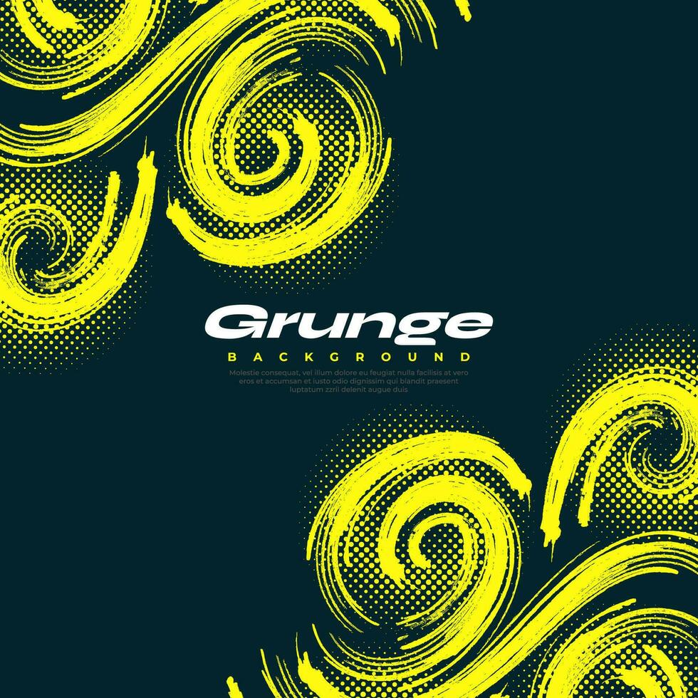 Abstract Grunge Background with Yellow Brushstroke Illustration and Halftone Effect. Sport Banner. Scratch and Texture Elements For Design vector