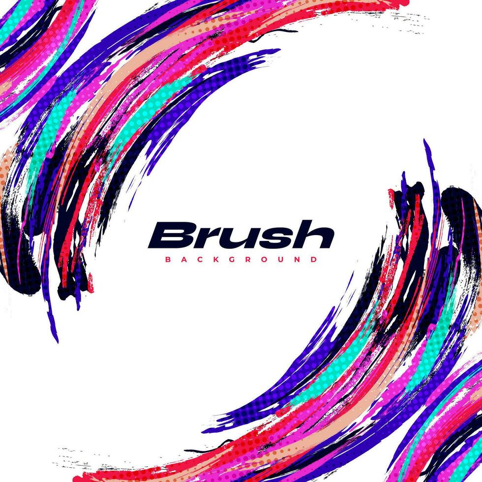 Abstract and Colorful Brush Background with Halftone Effect. Sport Banner. Brush Stroke Illustration. Scratch and Texture Elements For Design vector