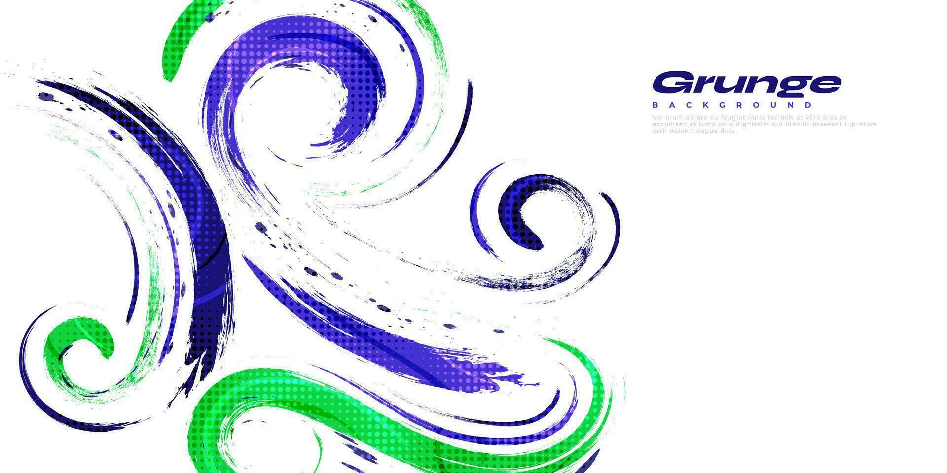Blue and Green Brush Background with Halftone Effect Isolated on White Background. Sport Background with Grunge Style. Scratch and Texture Elements For Design vector