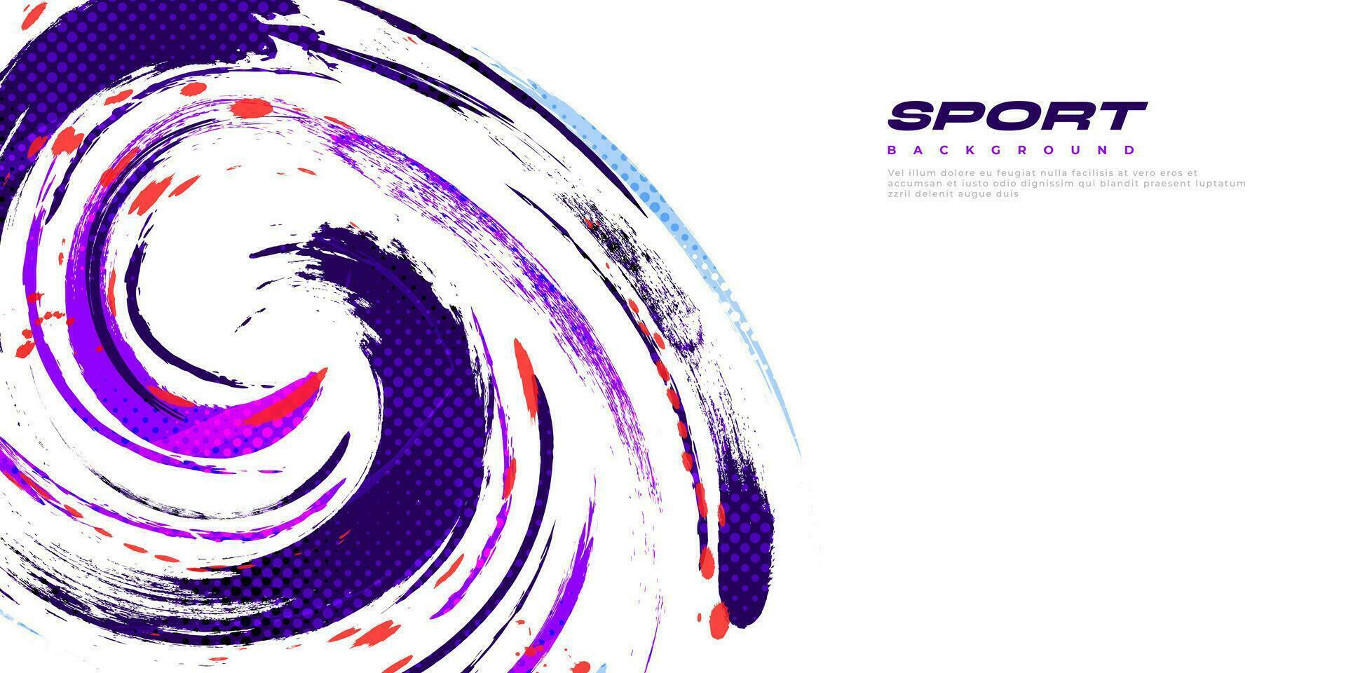 Abstract and Colorful Brush Background with Halftone Effect. Brush Stroke Illustration for Banner, Poster, or Sports Background. Scratch and Texture Elements For Design vector