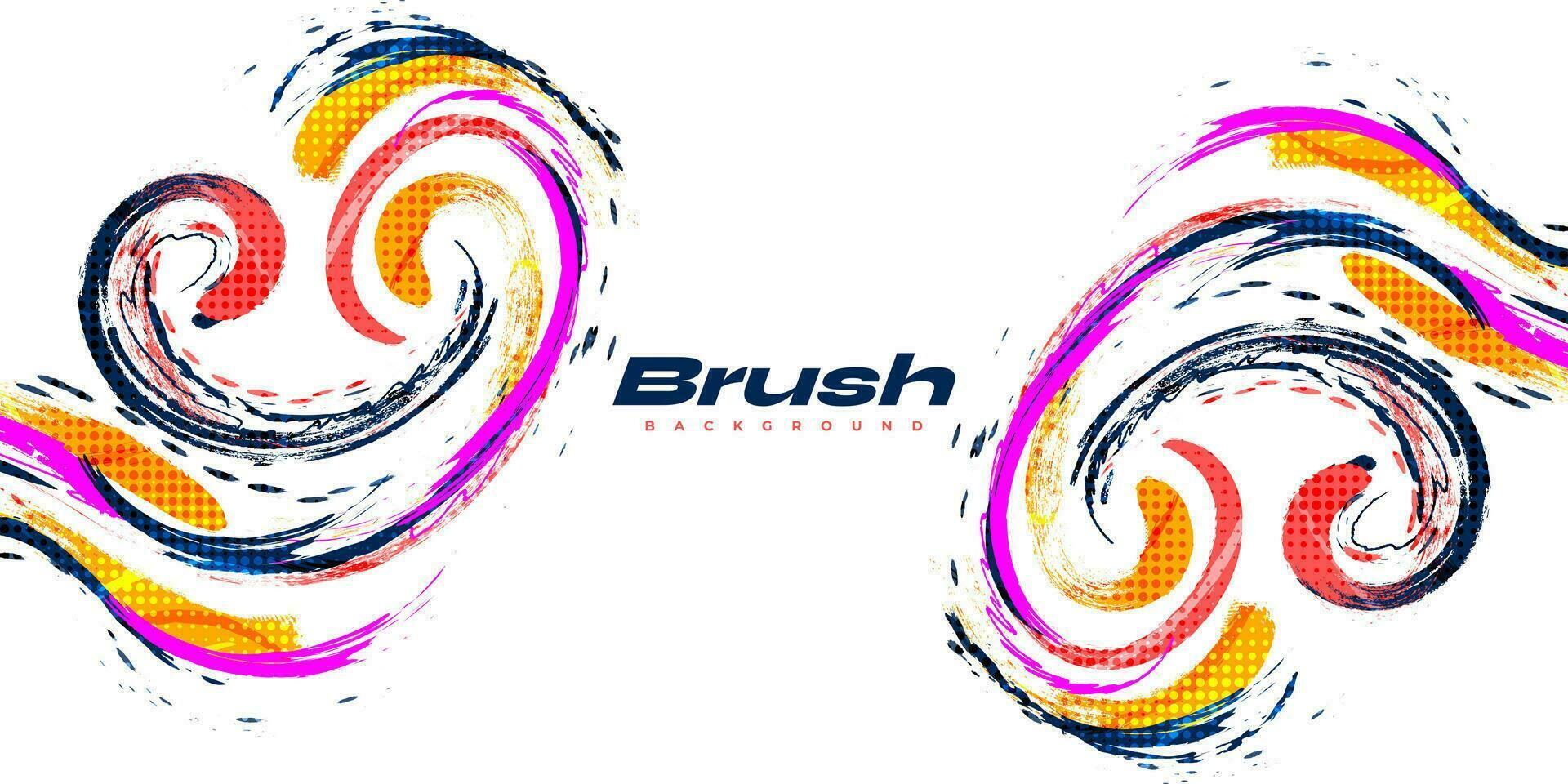 Abstract and Colorful Brush Background with Halftone Effect. Sport Banner. Brush Stroke Illustration. Scratch and Texture Elements For Design vector