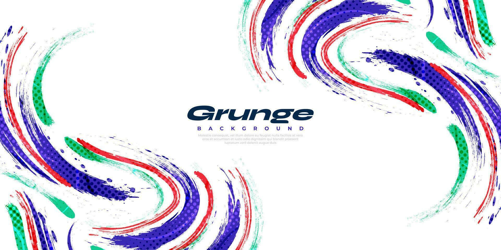 Abstract and Colorful Grunge Brush Background with Halftone Effect. Brush Stroke Illustration for Banner, Poster, or Sports Background. Scratch and Texture Elements For Design vector