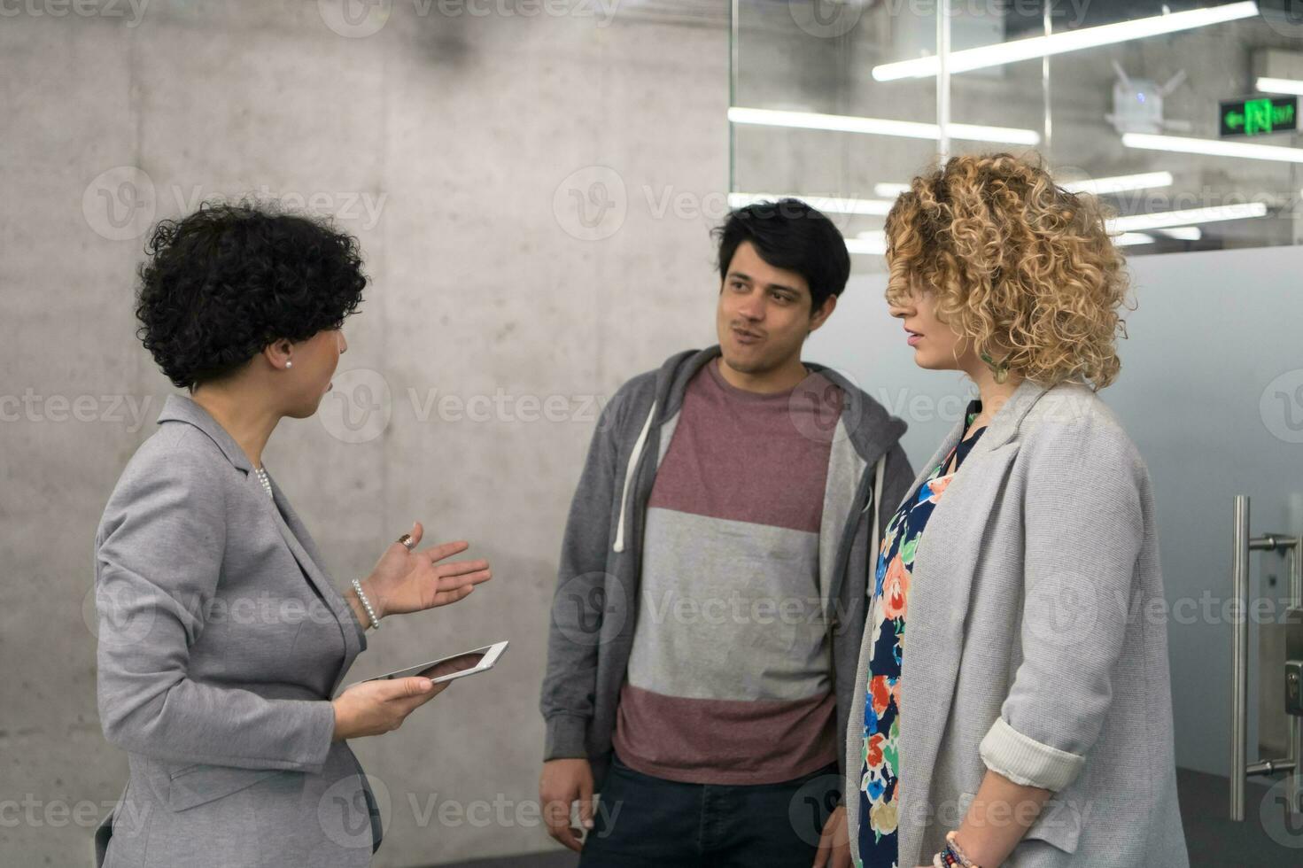 Startup business team at a meeting in modern office building photo