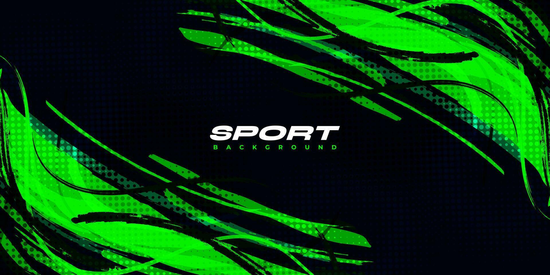 Abstract Black and Green Brush Background with Sporty Style and Halftone Effect. Brush Stroke Illustration for Banner, Poster, or Sports Background vector