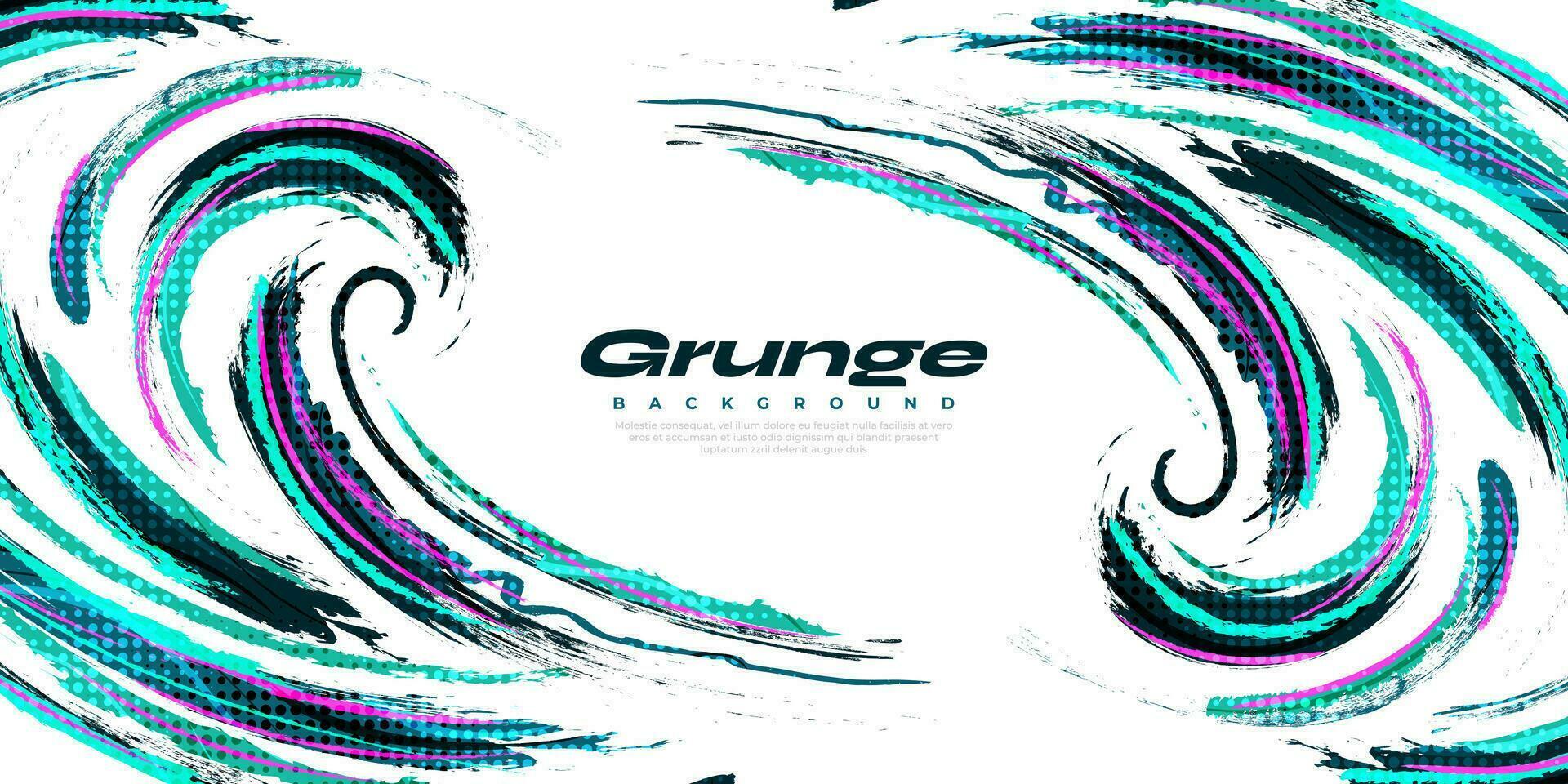 Abstract and Colorful Grunge Brush Background with Halftone Effect. Brush Stroke Illustration for Banner, Poster, or Sports Background. Scratch and Texture Elements For Design vector