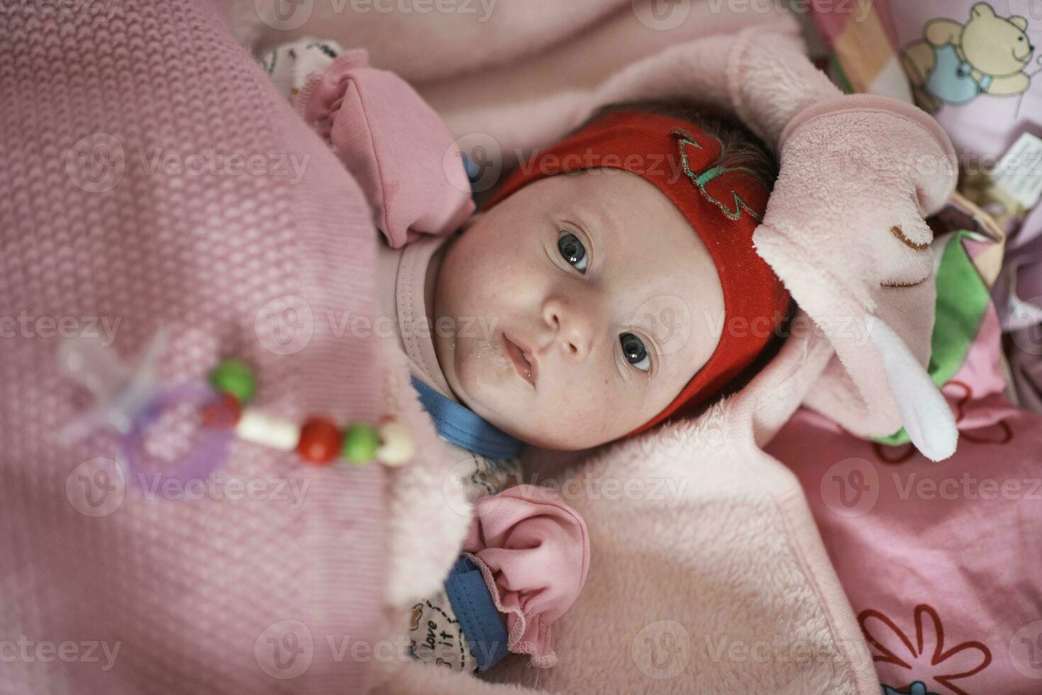 happy newborn little baby smilling photo