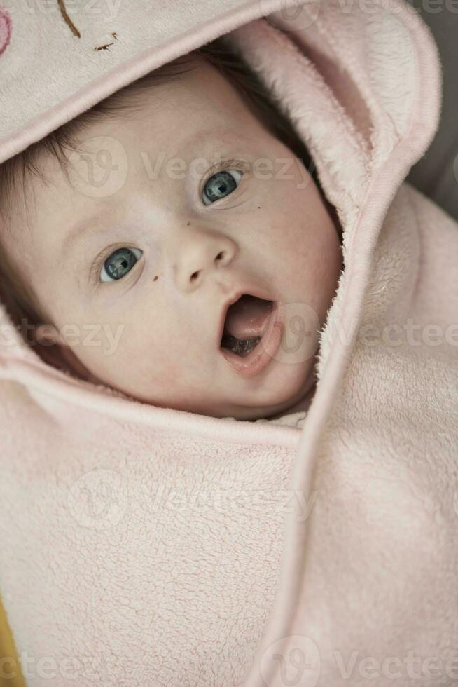 happy newborn little baby smilling photo