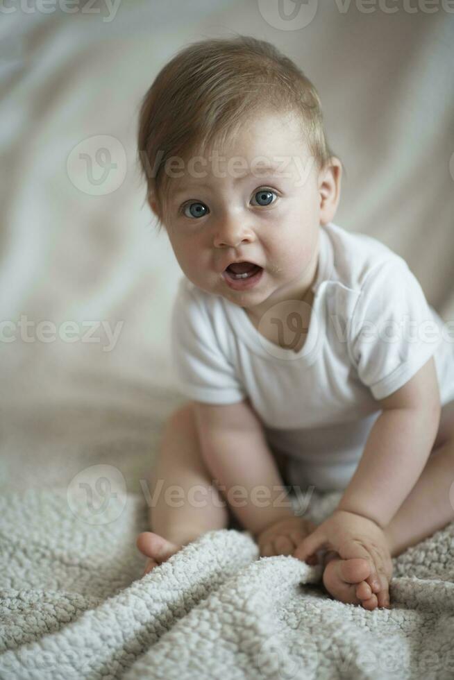 cute  little  newborn baby smilling photo