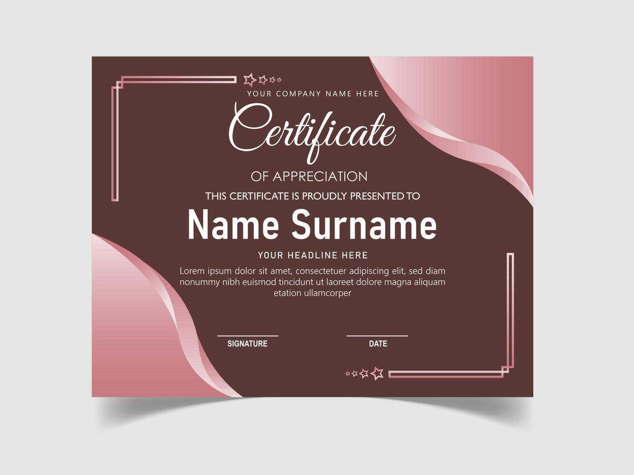 Free vector gradient elegant certificate template