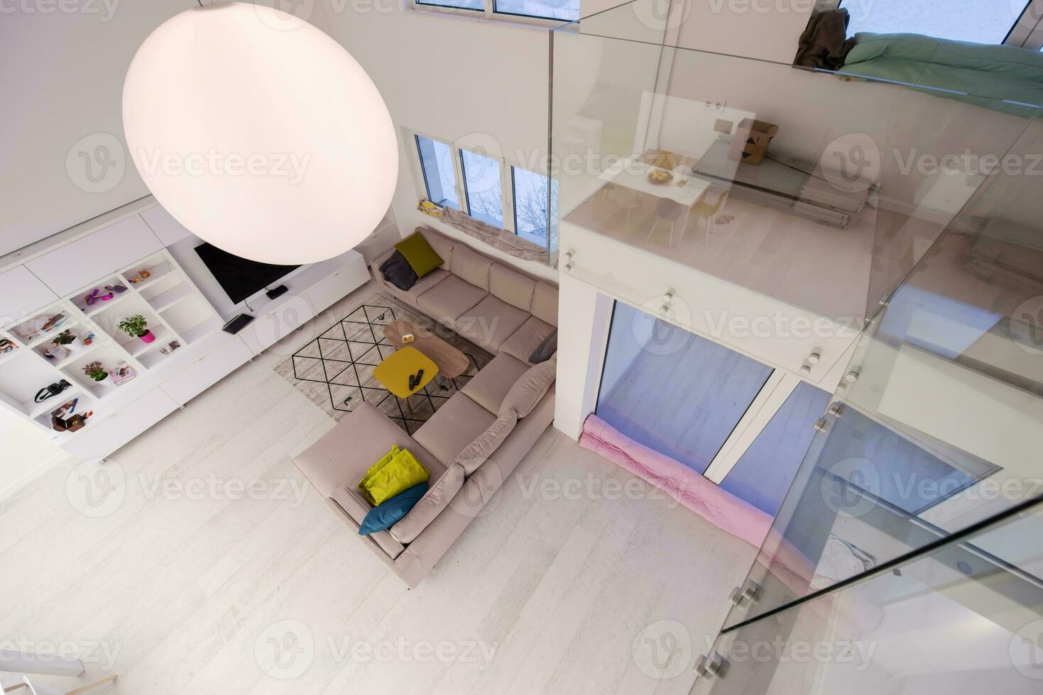 interior of a two level apartment photo