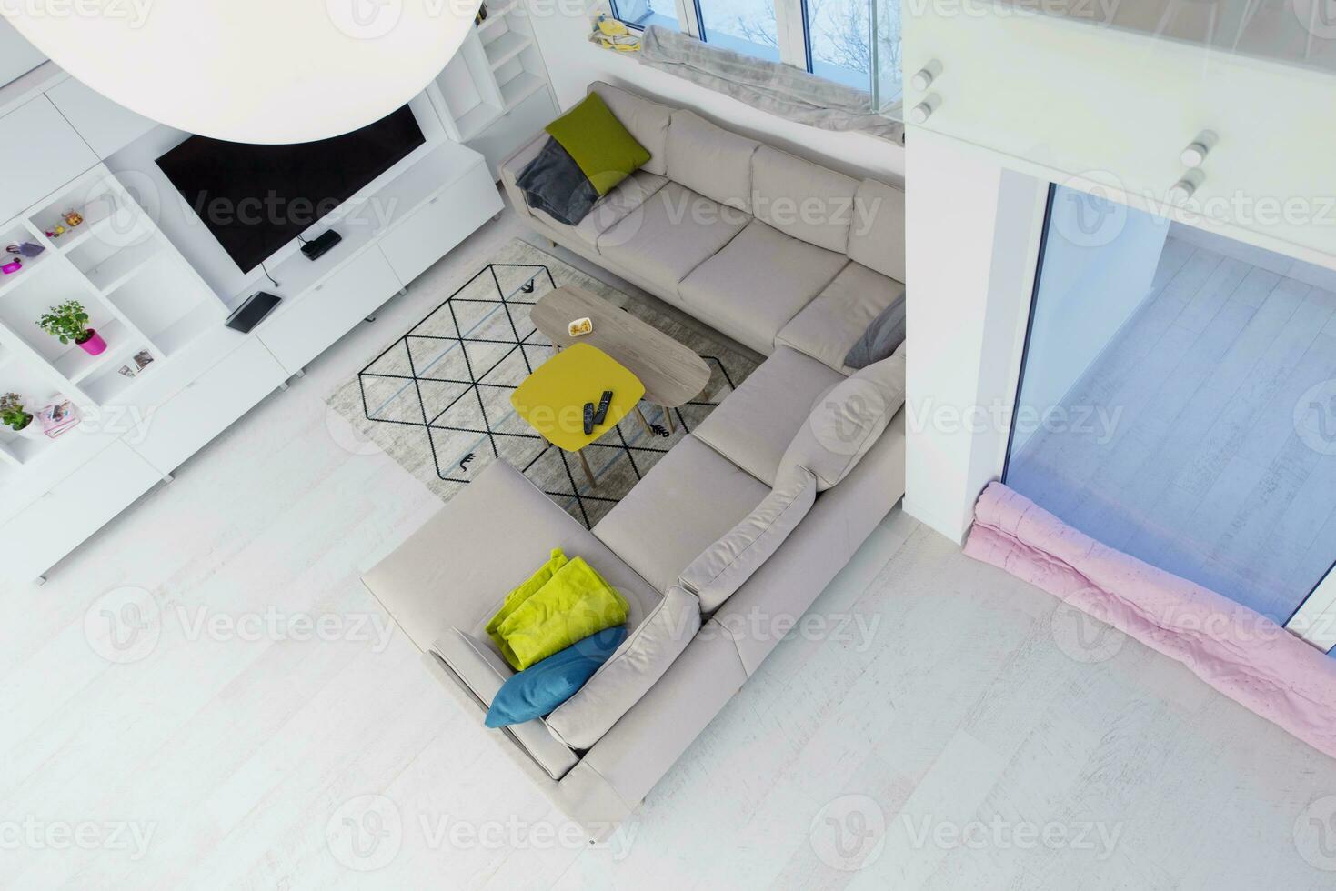 interior of a two level apartment photo