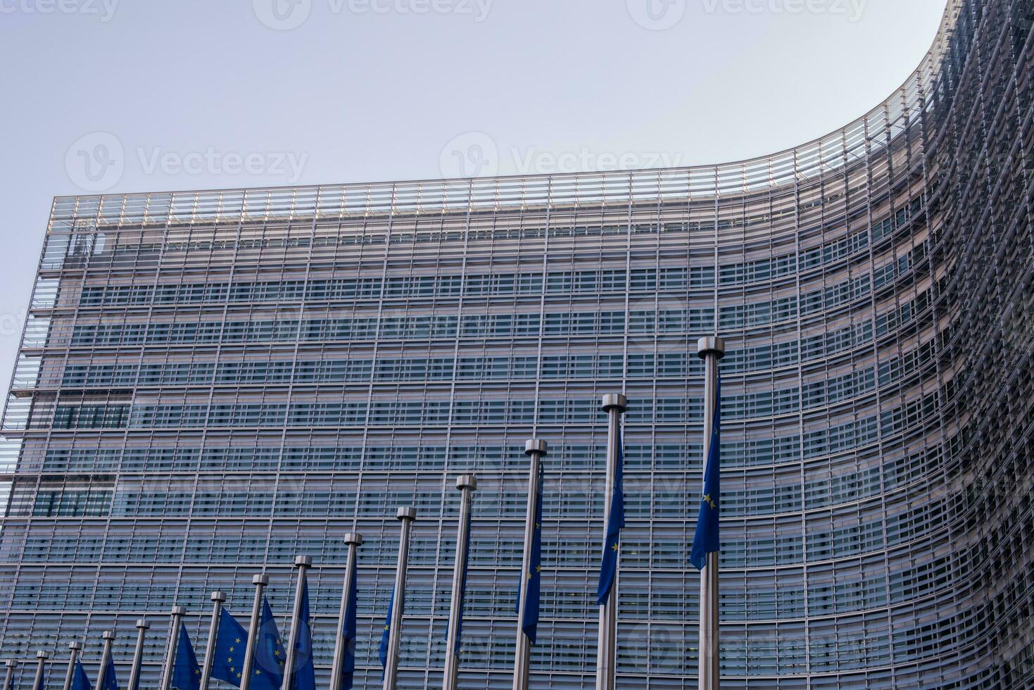 European flags in front of the Berlaymont building photo