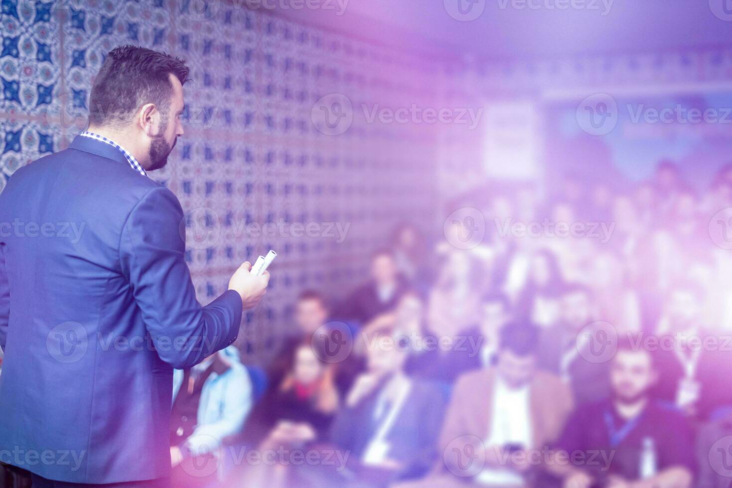 businessman giving presentations at conference room photo