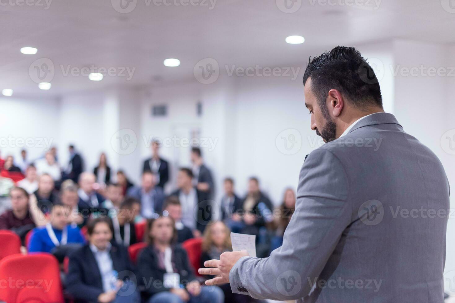 businessman giving presentations at conference room photo