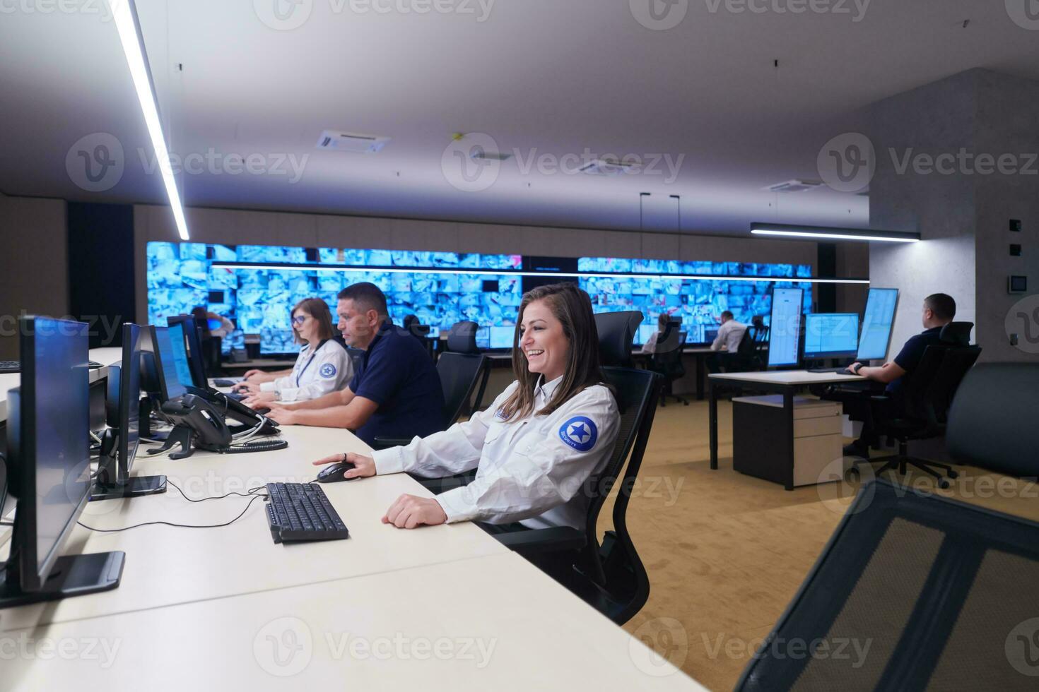 Group of Security data center operators at work photo