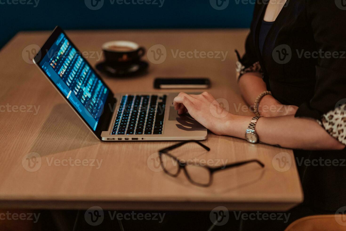 Businesswomen are stressed while working on laptop, Tired businesswoman with headache in coffee shop , feeling sick at work. Selective focus photo