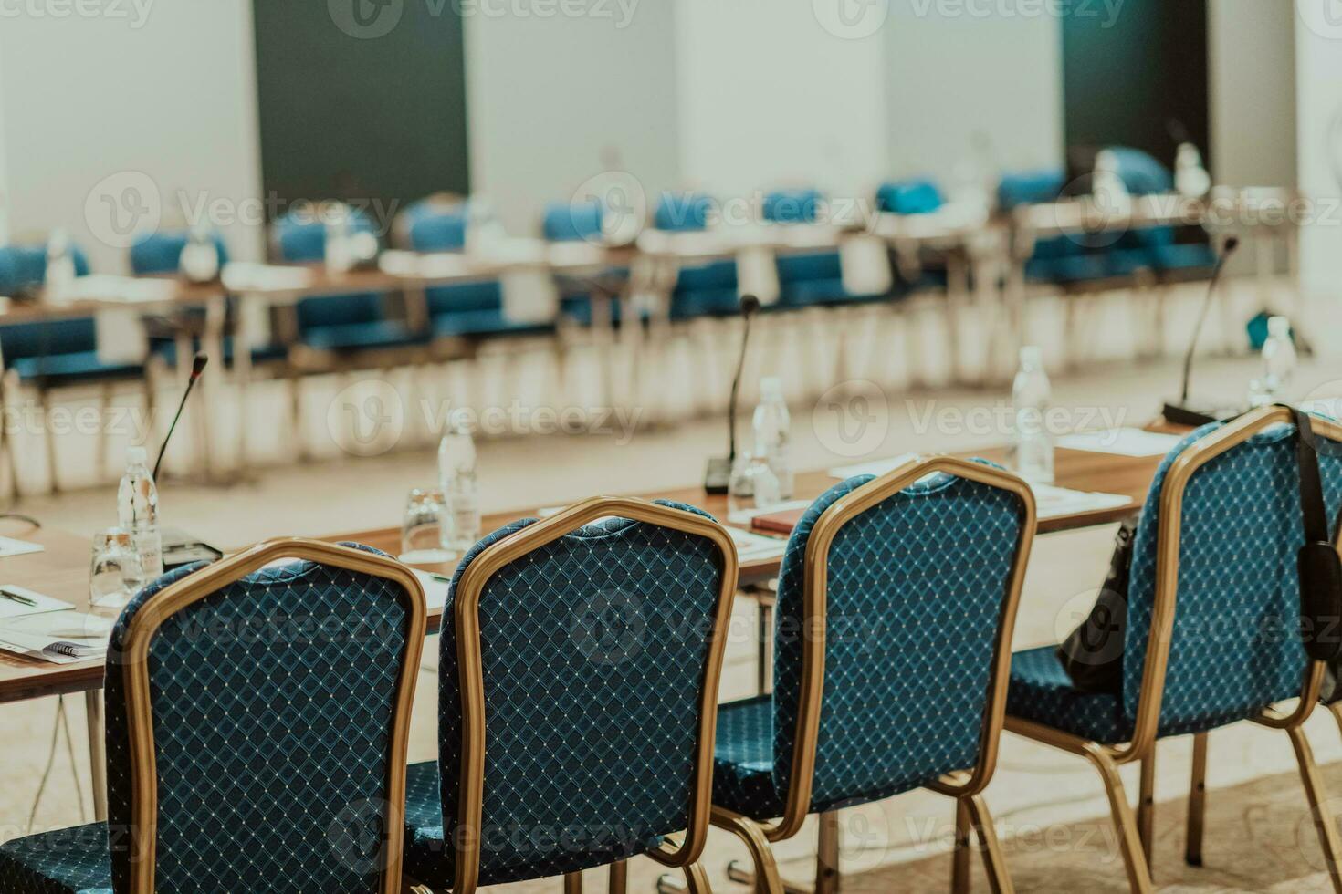 Empty corporate conference room before business meeting photo