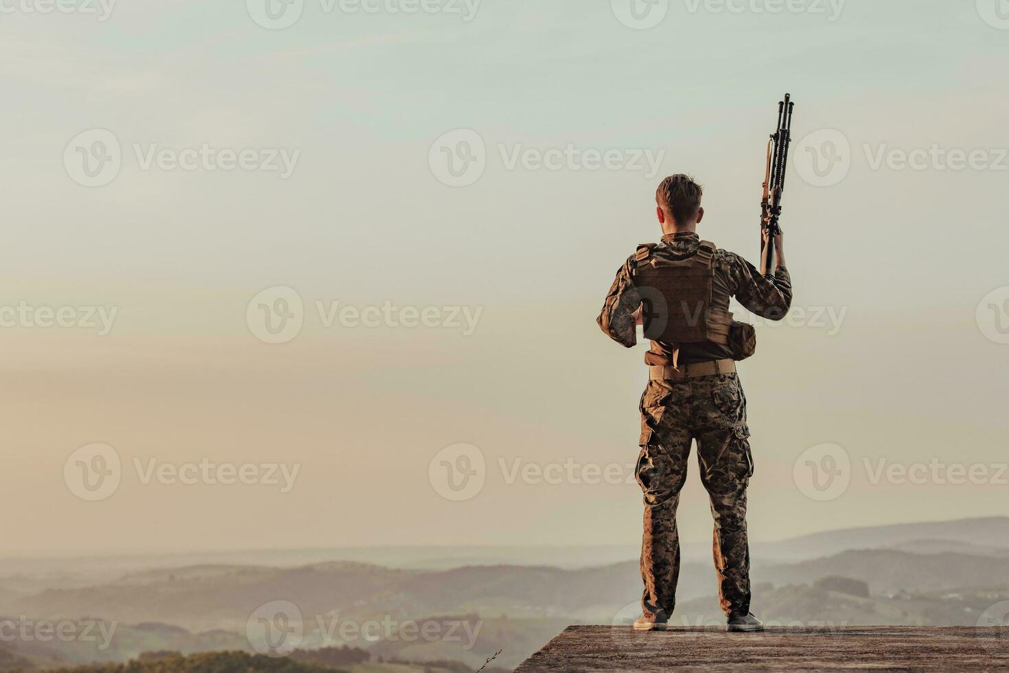 Soldier portrait on sunset local hero urban legend authentic photo