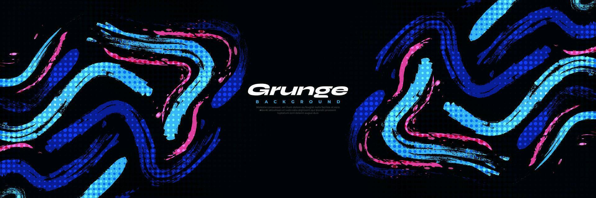 Abstract and Colorful Grunge Brush Background with Halftone Effect. Brush Stroke Illustration for Banner, Poster, or Sports Background. Scratch and Texture Elements For Design vector