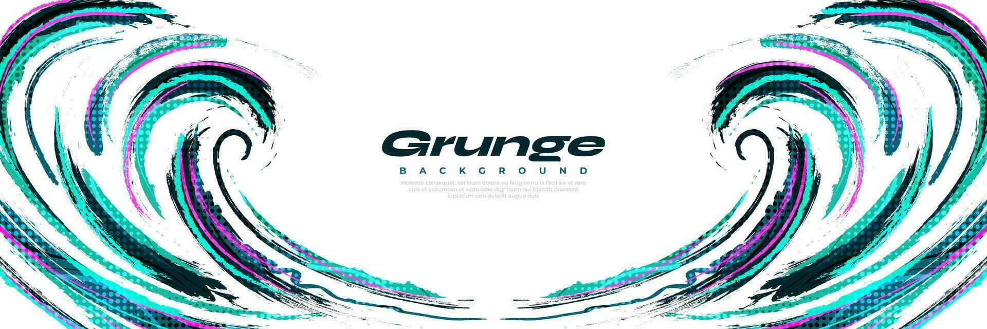 Abstract and Colorful Grunge Brush Background with Halftone Effect. Brush Stroke Illustration for Banner, Poster, or Sports Background. Scratch and Texture Elements For Design vector