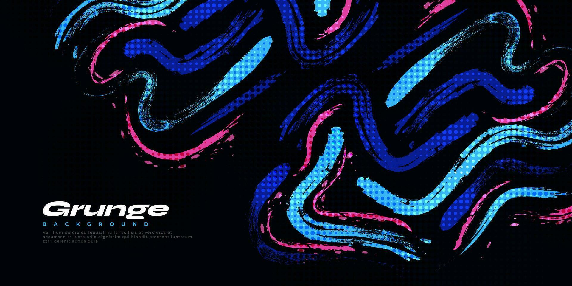 Abstract and Colorful Grunge Brush Background with Halftone Effect. Brush Stroke Illustration for Banner, Poster, or Sports Background. Scratch and Texture Elements For Design vector