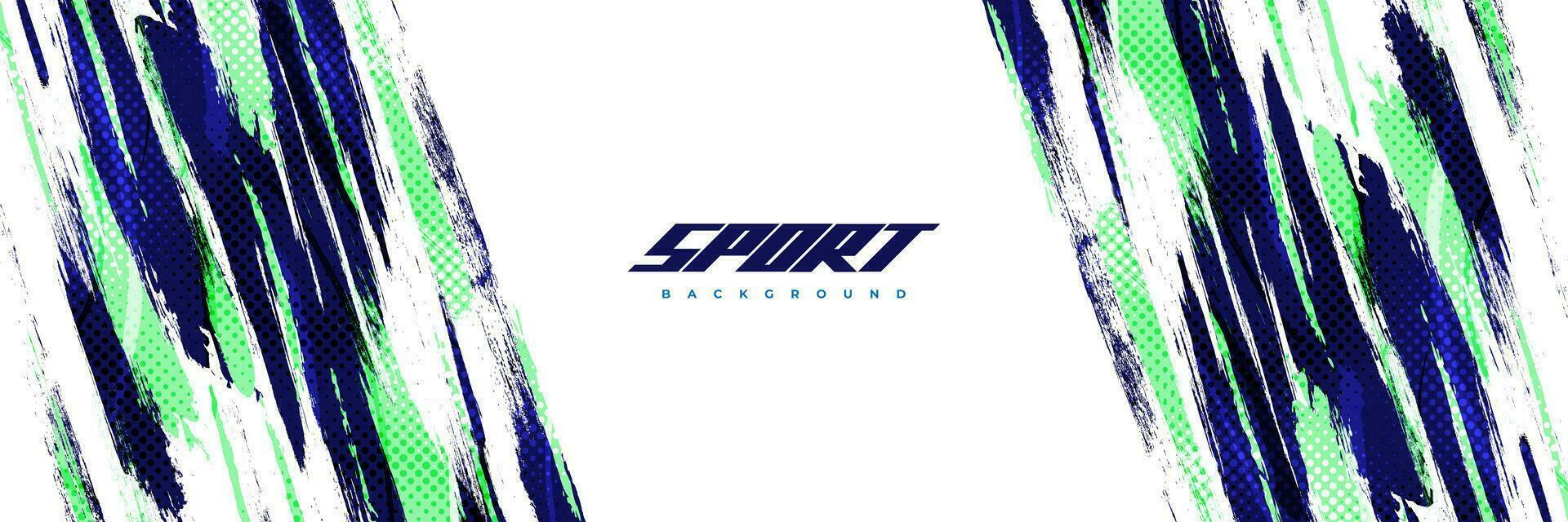 Blue and Green Brush Background with Halftone Effect Isolated on White Background. Sport Background with Grunge Style. Scratch and Texture Elements For Design vector