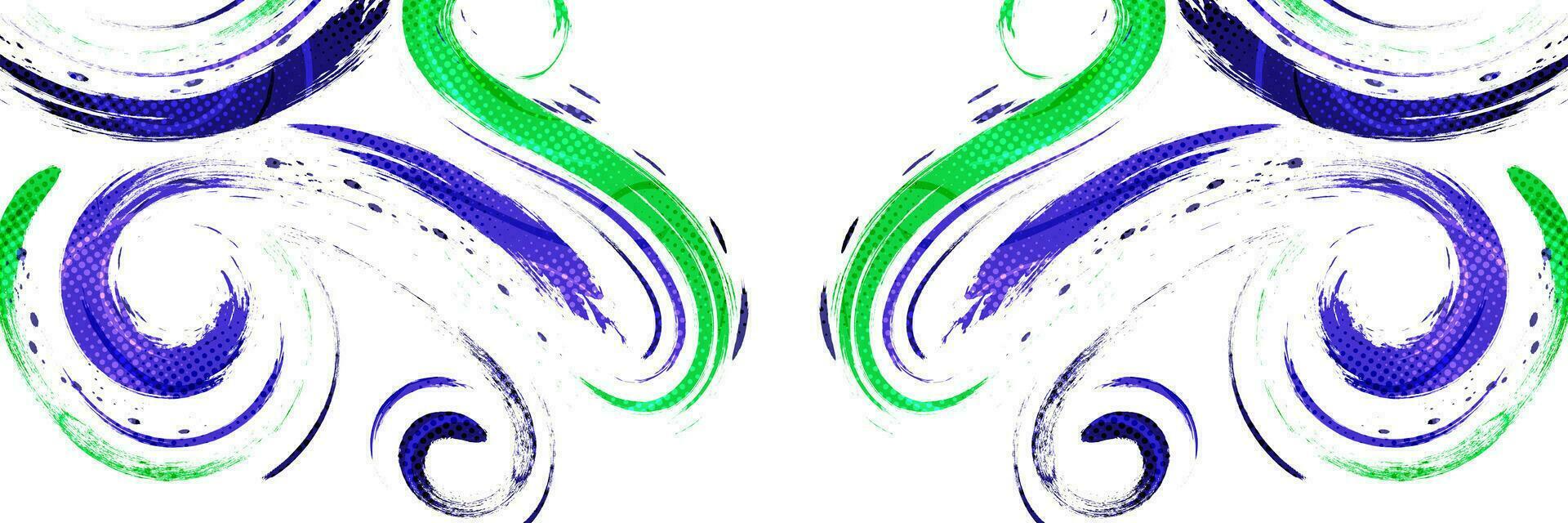 Blue and Green Brush Background with Halftone Effect Isolated on White Background. Sport Background with Grunge Style. Scratch and Texture Elements For Design vector