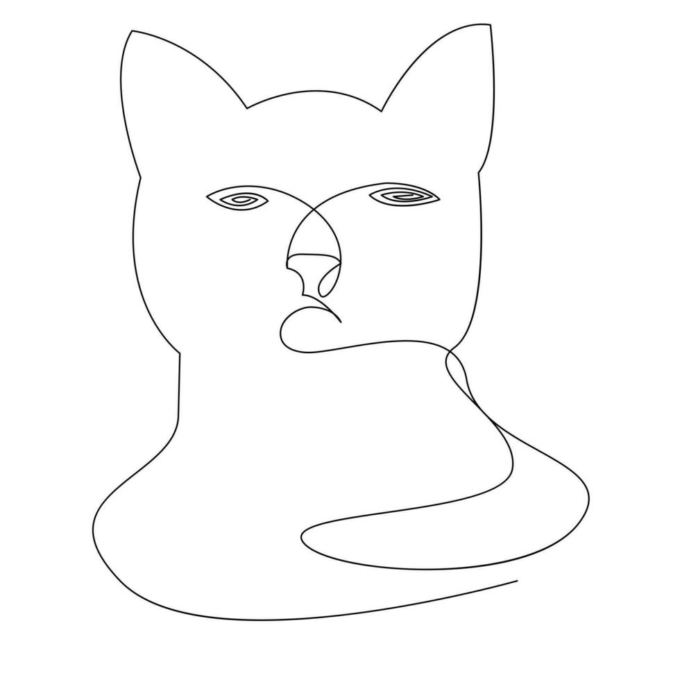 continuo uno línea gato contorno vector Arte mano dibujo