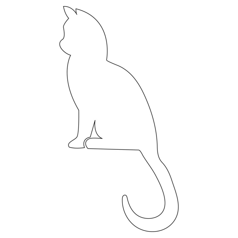 Continuous one line cat  outline vector art hand drawing