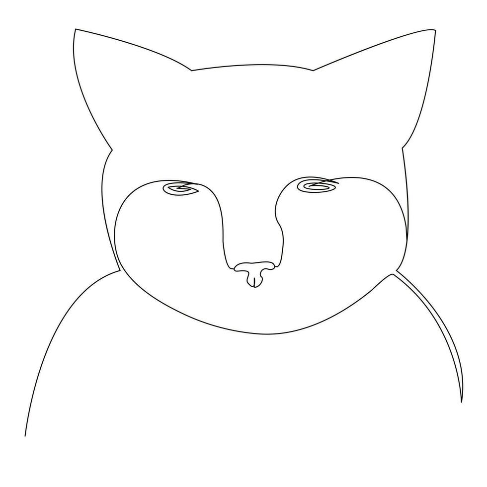 continuo uno línea gato contorno vector Arte mano dibujo