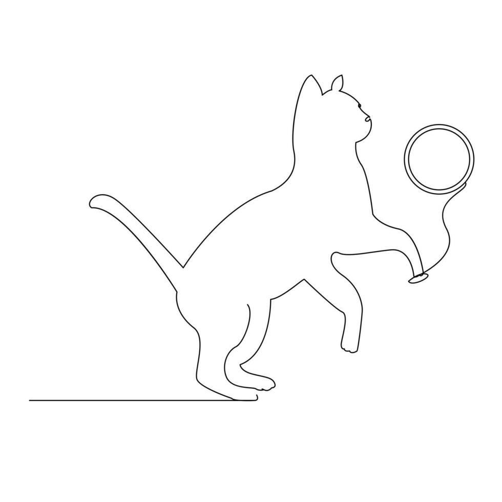 Continuous one line cat  outline vector art hand drawing