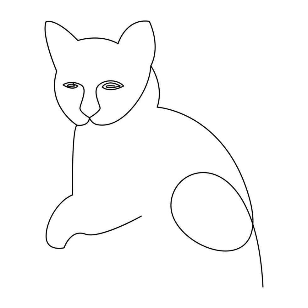 continuo uno línea gato contorno vector Arte mano dibujo