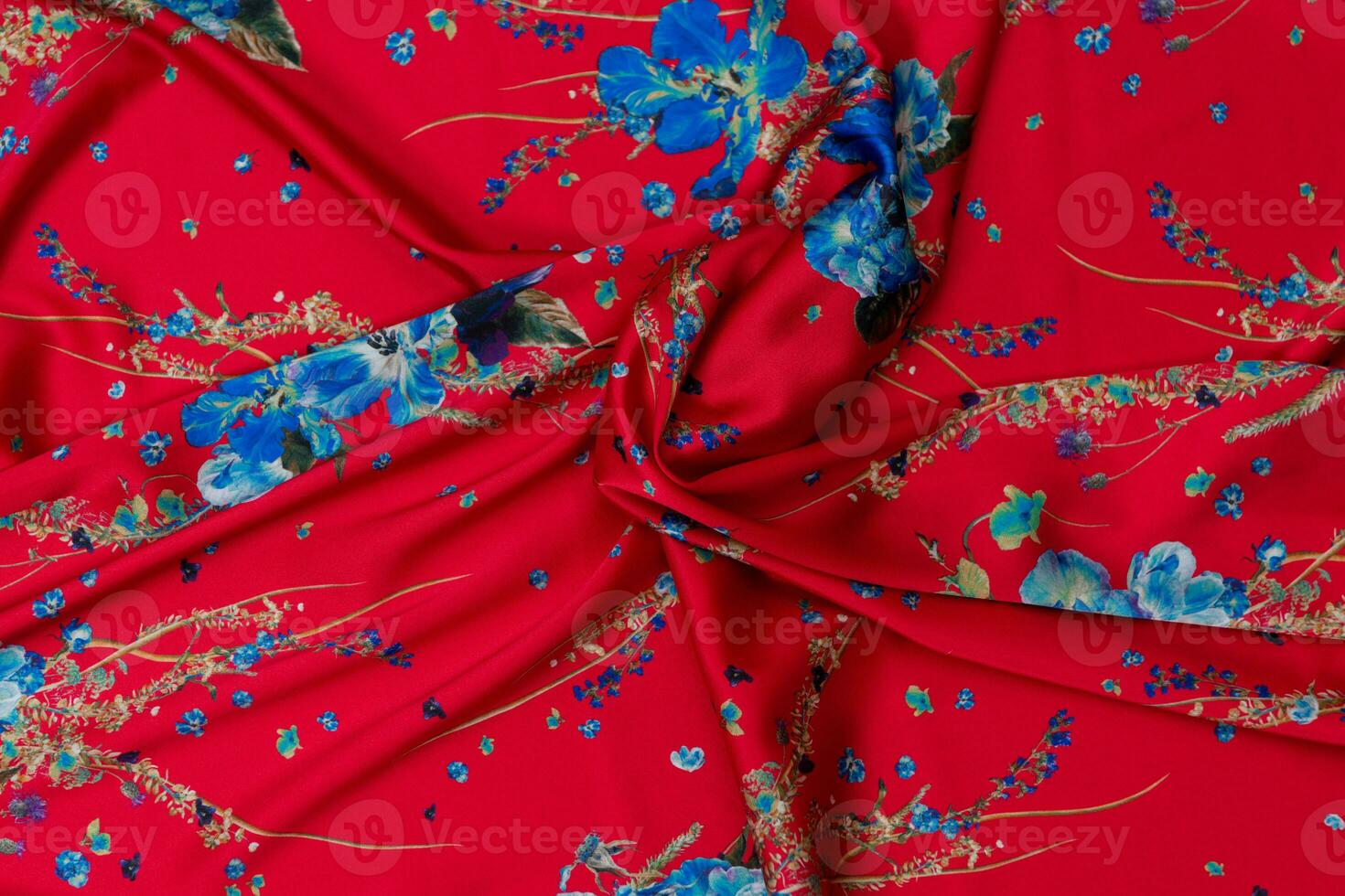 Collection of fashionable fabrics. Samples of different natural fabrics for sewing a fashion collection of clothes. Large selection of fabrics in the store or tailor warehouse. photo