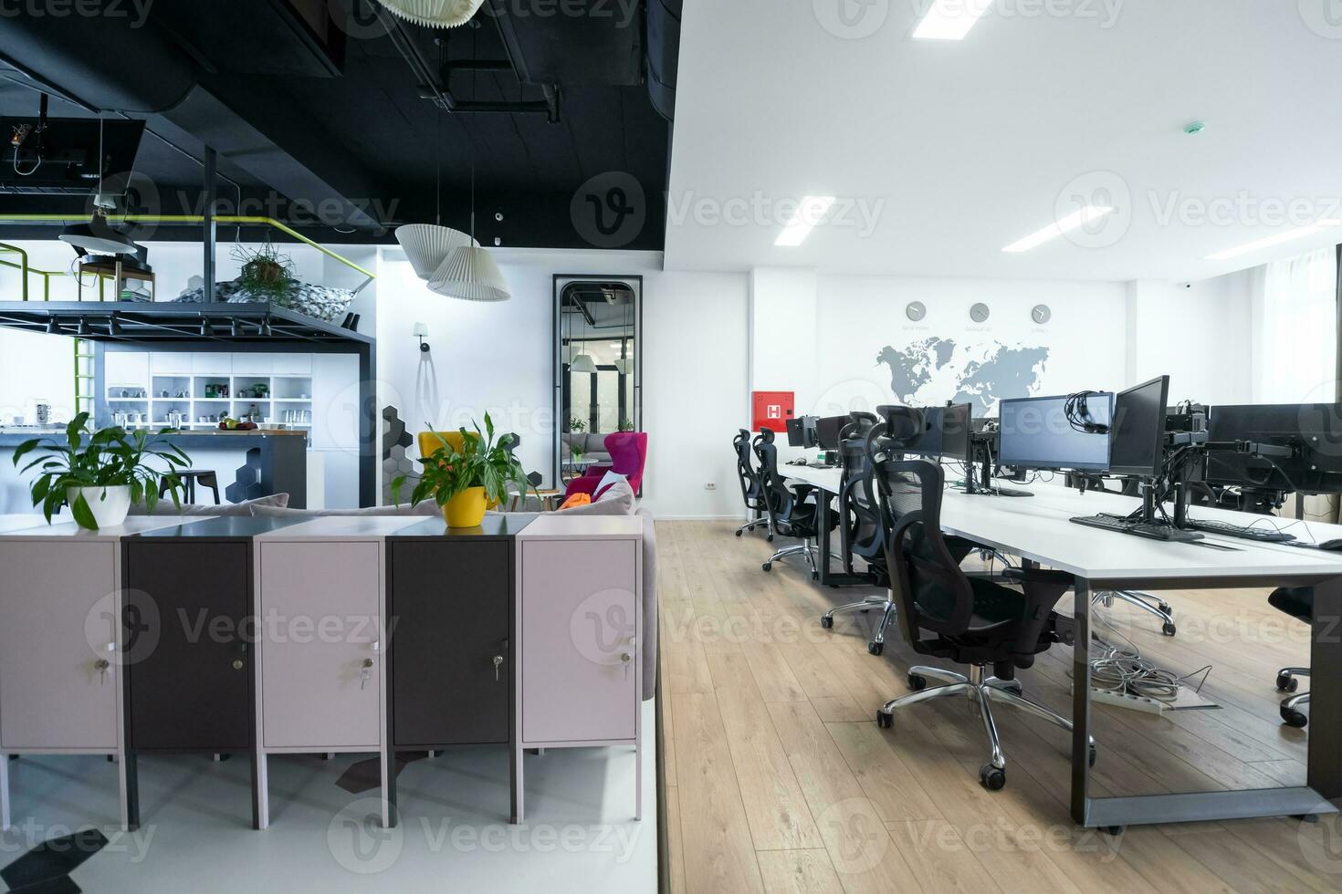 Empty Interior Of Modern Design Open Plan Start up Office. Selective focus photo