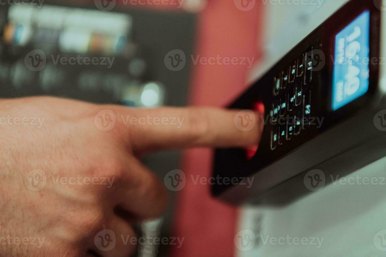 Door access control by Fingerprint Scanner, Facial recognition and Key Card, Security Concept. photo